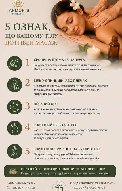 5 ознак, що вашому тілу потрібен масаж | MassageTime